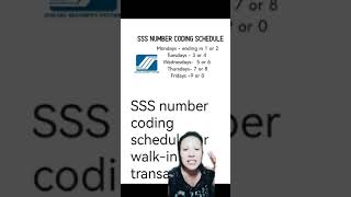 SSS schedule of number coding