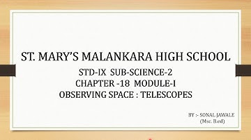 Standard: IX, Subject: Science 2, Topic: Observing Space : Telescopes Module-1.