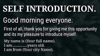 Self Introduction/How To Introduce Yourself In School/College./English writing.