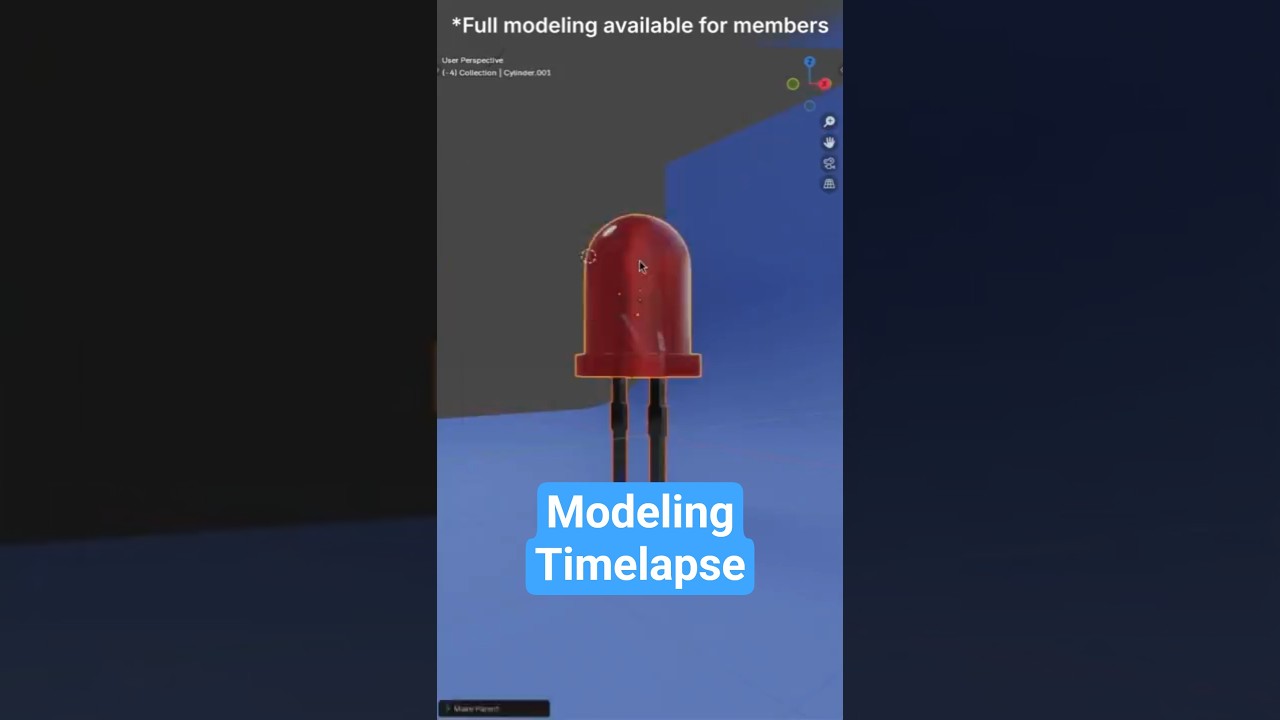 LED Component | Quick 3D Modeling, Texturing and Rendering with Cycles (Blender) #shorts #led