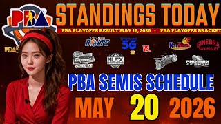 PBA STANDINGS TODAY MAY 17, 2026 | PBA Playoffs games results | PBA games schedule on MAY 20, 2026