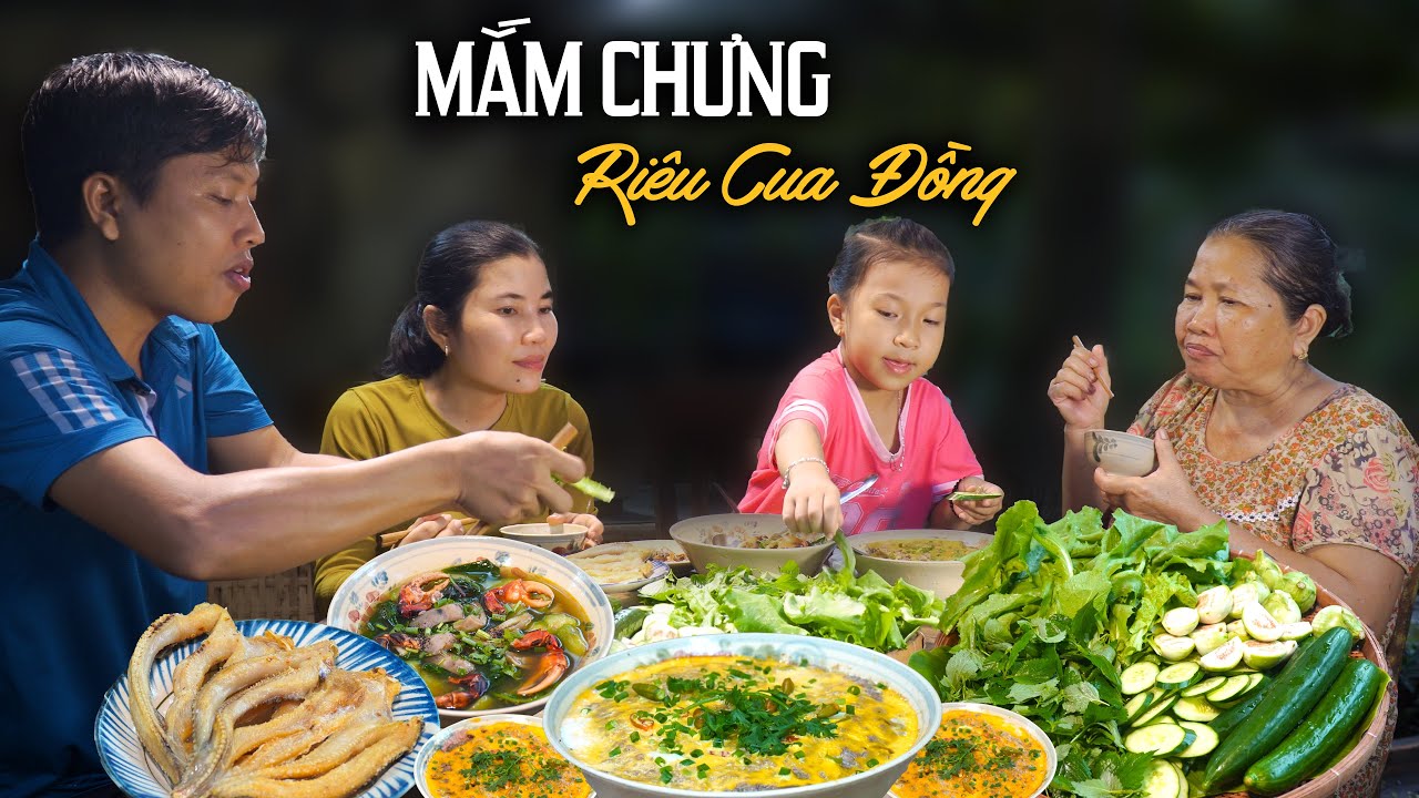 Riêu Cua Đồng Chưng Mắm Cá Linh + Rau Vườn | Món Ngon Dân Dã Vét Sạch Nồi Cơm