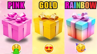 🤩 Choose your gift🎁💝✨️| 3 gift box challenge | Pink, Gold, Rainbow #pickonekickone #giftboxchallenge