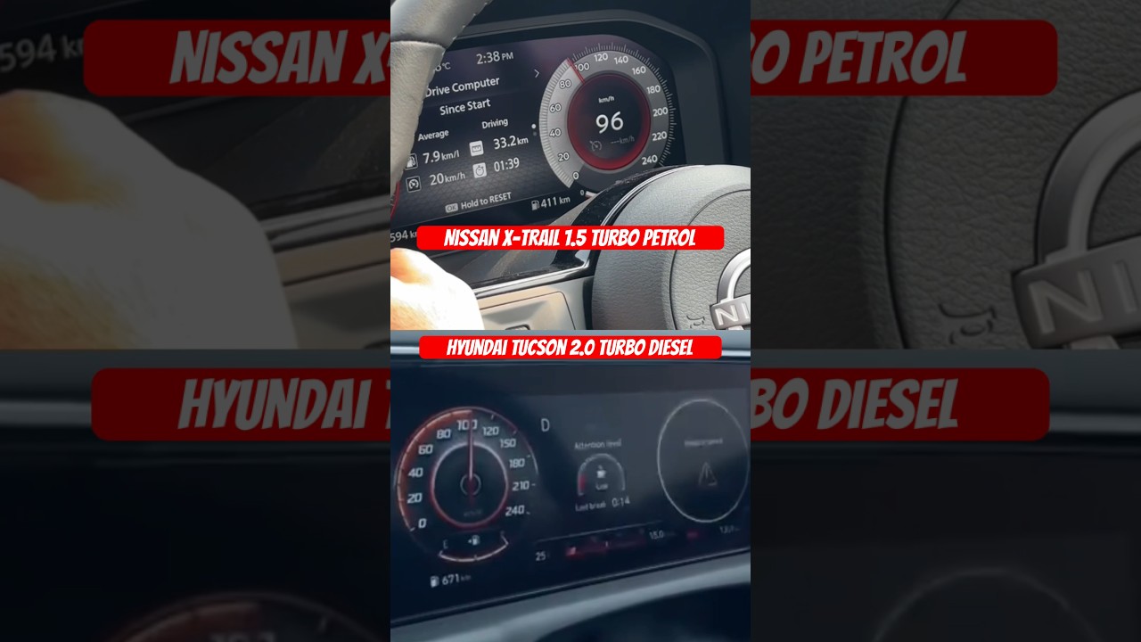 Nissan X-Trail 1.5 Turbo Petrol vs Hyundai Tucson 2.0 Diesel 0-100 km/h Comparison 