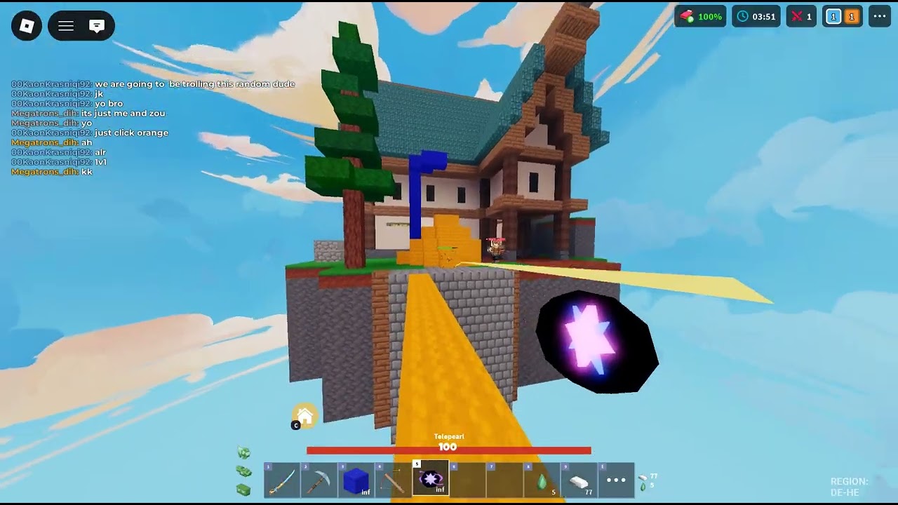 Trolling a random dude on roblox bedwars