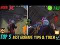 TOP 5 NEW BEST GRENADE TIPS AND TRICK || 100% ENEMY DOWN || FREE FIRE ⚙️⚡🏴‍☠️