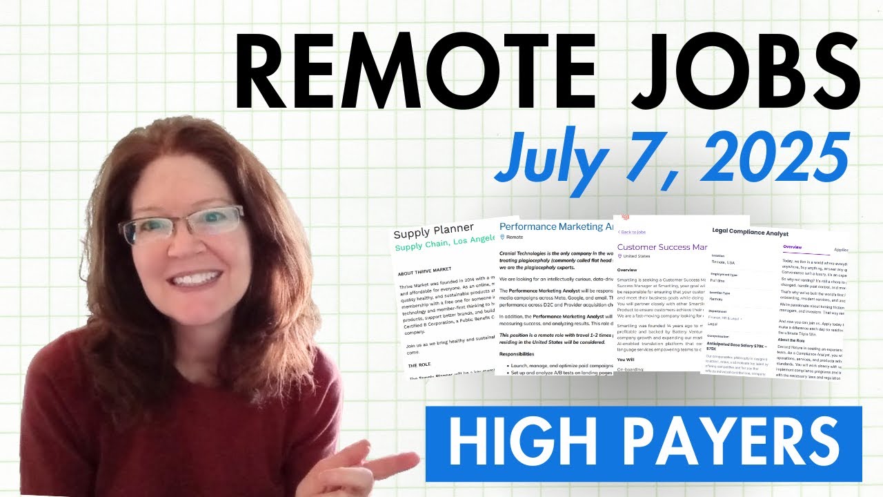 Work From Home Jobs (July 7 2025)