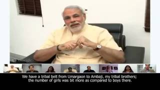 Shri Modi speaks on women empowerment & equality of gender - Google+ hangout (with subtitles) screenshot 2