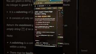 🚀 Leetcode 2264 | Largest 3-Same-Digit Number in String | Java, C++, Python | Daily Coding Shorts 💻🔥