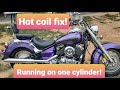 Fix for 2001 Yamaha VStar 650 hot coil and firing on one cylinder.