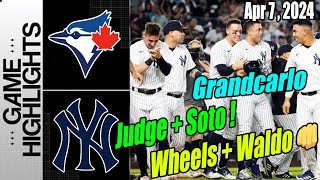 New York Yankees vs Toronto Blue Jays [Crazy Game ! 1 GRAND SLAM & 3 STRAIGHTS RUNS ! BLAST !]