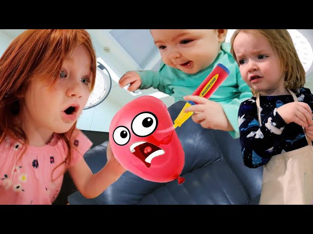 c r a z y BALLOON STORE!!  Adley is THE BOSS!  Granny Mom & Niko Bear play pretend new shopping game