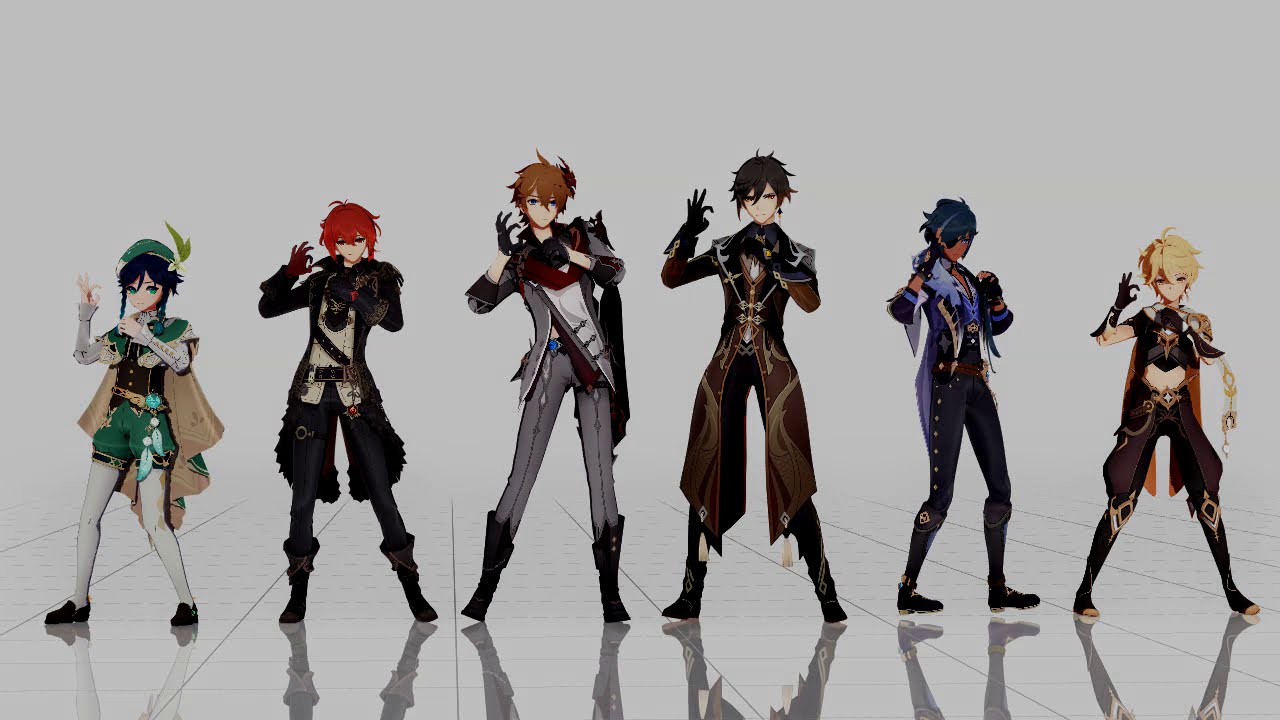 【MMD 原神 / Genshin Impact 】マジLOVE1000%【Venti , Aether , Diluc , Childe , Zhongli , Kaeya】