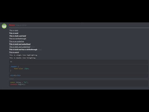 How To Stylize Text In Discord Bold Italic Underline Strikethrough Markup Syntax Highlight Youtube