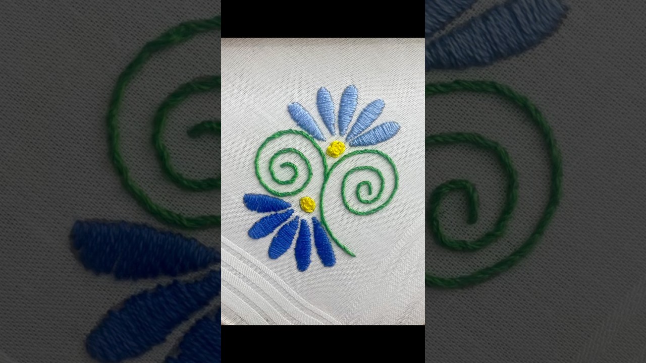 Satin stitch flower #shorts #handembroidery #embroideryforbeginners #embroiderydesigns