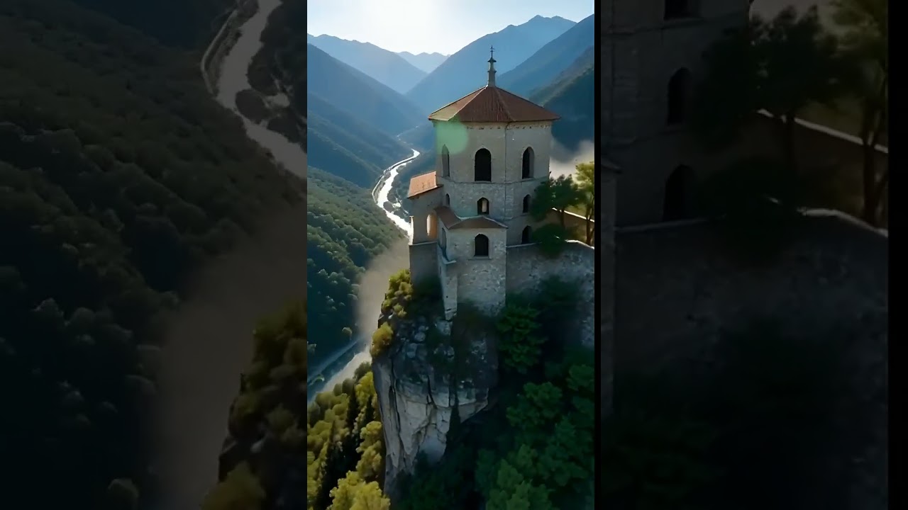 Aerial View of Hill Monastery | Breathtaking Drone Footage | 720P 