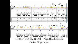 Ella Bright - Page One (Classical Guitar Fingerstyle Tabs) Notes