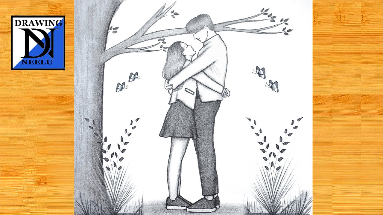 How to draw a Cute Couple Love Hugging || Pencil sketch for beginner || Couple drawing || Drawing