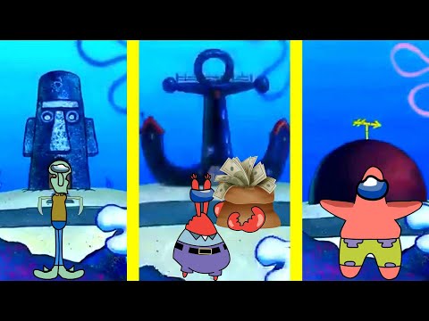 Patrick - Squidward - Mr Krabs vs Among Us animation | House Comparison | Part 4.