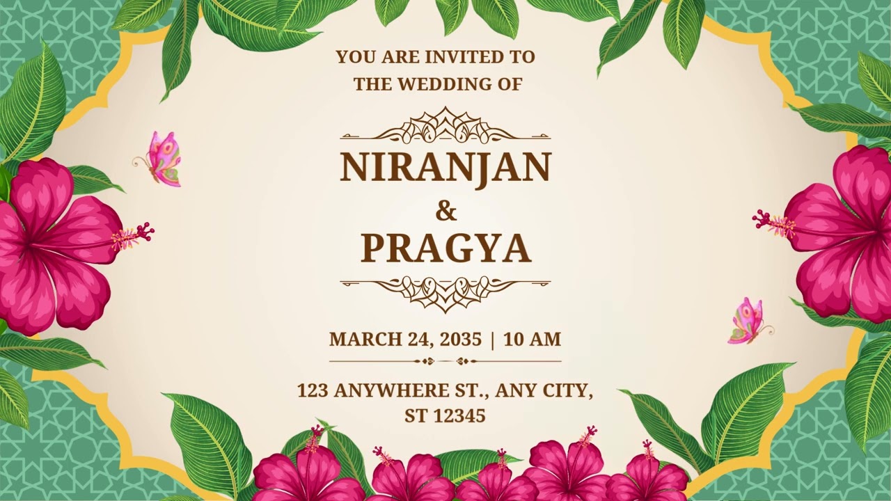 Beige And Green Colorful Wedding Invitation Video | 