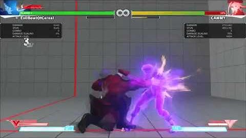 M. Bison 434 damage/770 stun combo(2 meters)
