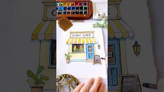30s Watercolor:Cozy Cafe Painting Tutorial #art #watercolor #painting #drawing #watercolorpainting