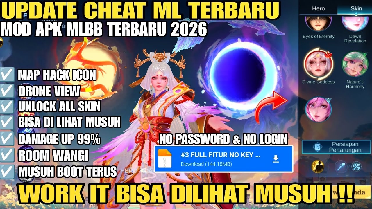 CHEAT ML TERBARU 2026 ANTI BANNED - MOD MENU MAP HACK MOBILE LEGENDS UNLOCK ALL SKIN TERBARU