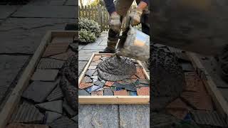 DIY Garden Path Made of Concrete and Broken Tiles #diydecor #diy #backyarddesign