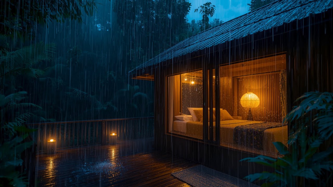 Deep Sleep Rain Sounds Outside a Warm Cozy Cabin for Insomnia, Anxiety, Overthinking & Stress Relief