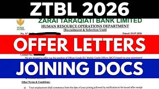 ZTBL Offer Letters Issued 2026 | Required Documents List for Joining Zarai Taraqiati Bank Limited ZTBL Offer Letters Issued 2026 | Required Documents List for Joining Zarai Taraqiati Bank Limited