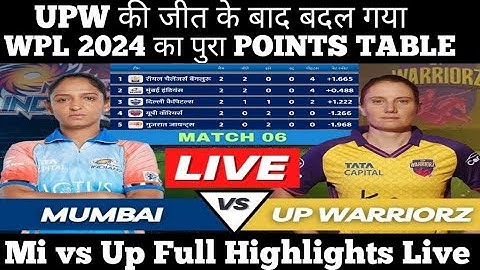 wpl mi vs upw highlights 2024!!upw vs mi highlights/wpl points table 2024
