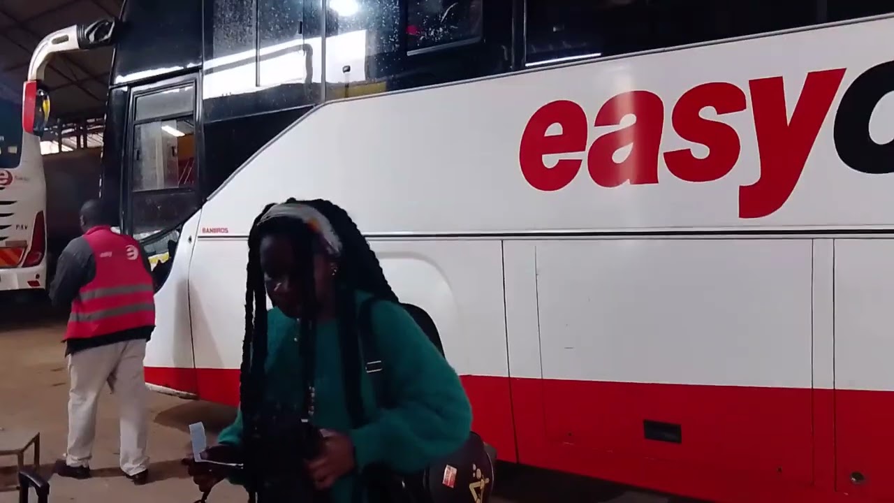 Easy coach buses preparing for morning departure