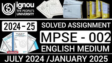 MPSE 002 Solved Assignment 2024-25 IN ENGLISH | IGNOU MPSE 02 SOLVED ASSIGNMENT 2024-25 IN ENGLISH