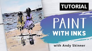 Paint This Seaside Stamped Scene With Inks | Easy Painting Technique Tutorial