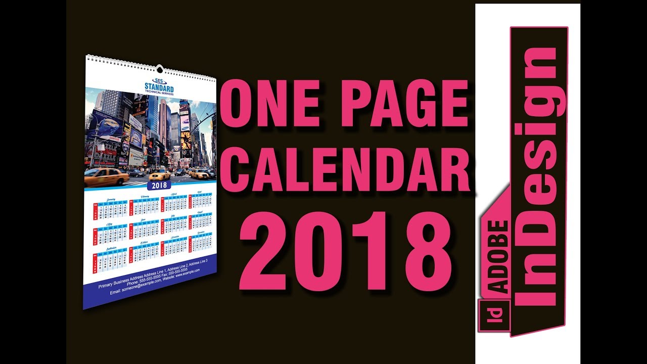 how to create a full page one page 2018 calendar in adobe indesign 2015 one page calendar