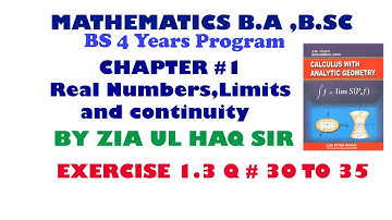 Calculus by S.M YUSUF |CH 01|L-14|Ex1.3 Q 30 to 35|Continuity of function  December 26, 2020