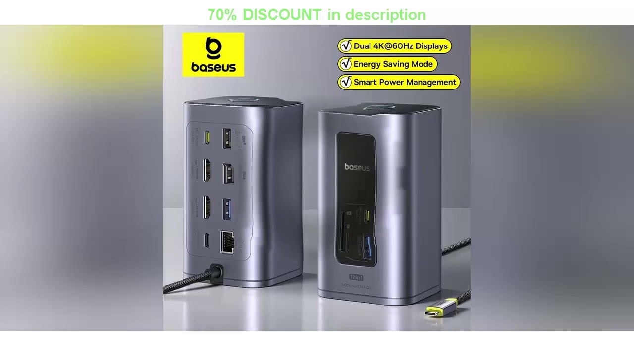 A must-have product! Baseus 12 em 1 hub usb c para hdmi 4k @ 60hz display duplo adaptador usb 3.2