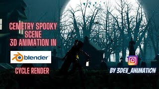 Cemetery spooky scene in blender | 3d animation blender