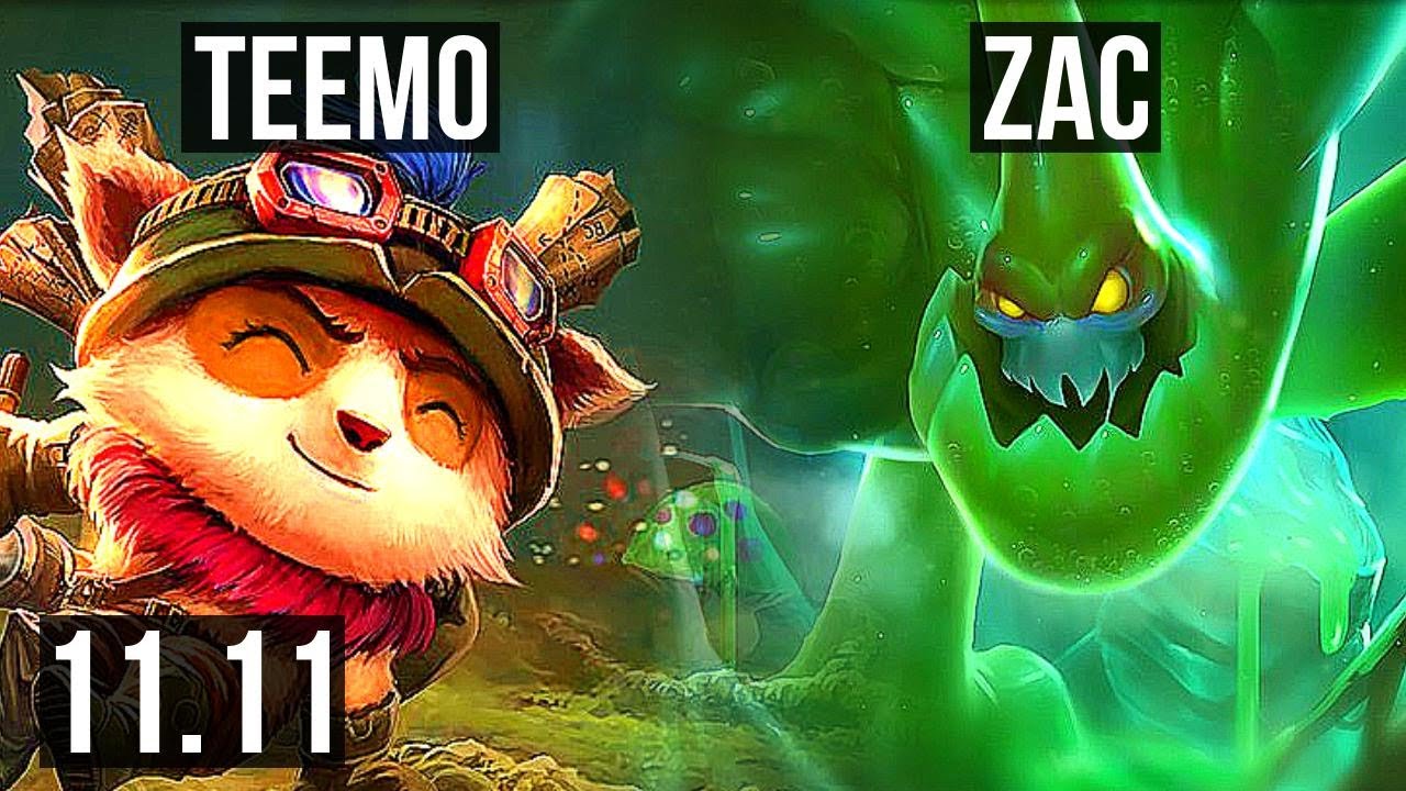 TEEMO vs ZAC (MID) | 6/0/5, 1800+ games, 2.0M mastery, Dominating | KR Diamond | v11.11