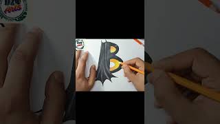 رسم حرف B ثلاثي الابعاد | رسم سهل | رسم حرف B 3D | رسم باتمان |  تعلم الرسم #shorts