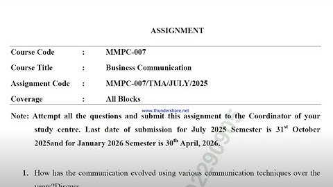 IGNOU MMPC-007 Solved Assignment July 2025 Jan 2026 [FREE] || IGNOU MBA || Business Communication