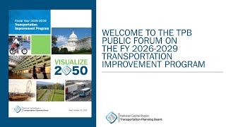 TPB FY 2026-2029 Transportation Improvement Program (TIP) Forum (November 13, 2025)