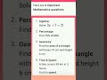 Mathematics questions shorts