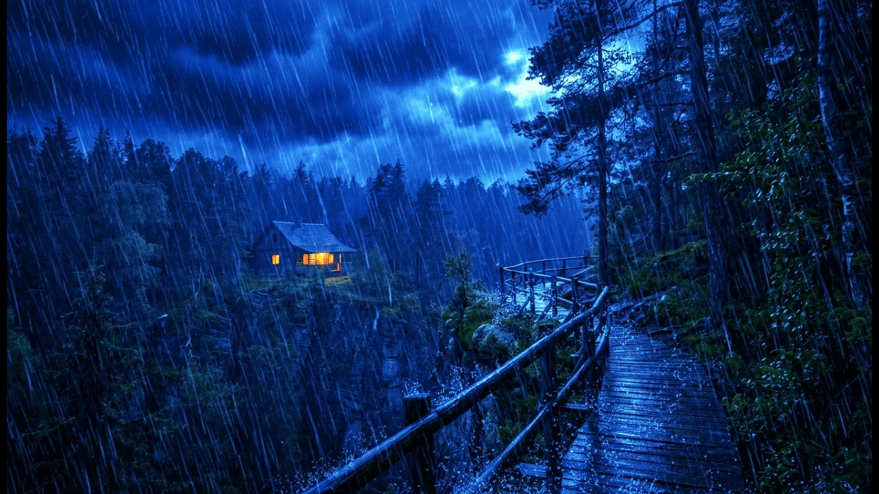 Cozy Cabin in the Woods: Heavy Rain Sounds for Sleep (No Thunder)