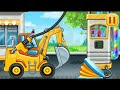 Excavator jcb and cyclop loader and danpar with karein street and agricultural vehicles  part1