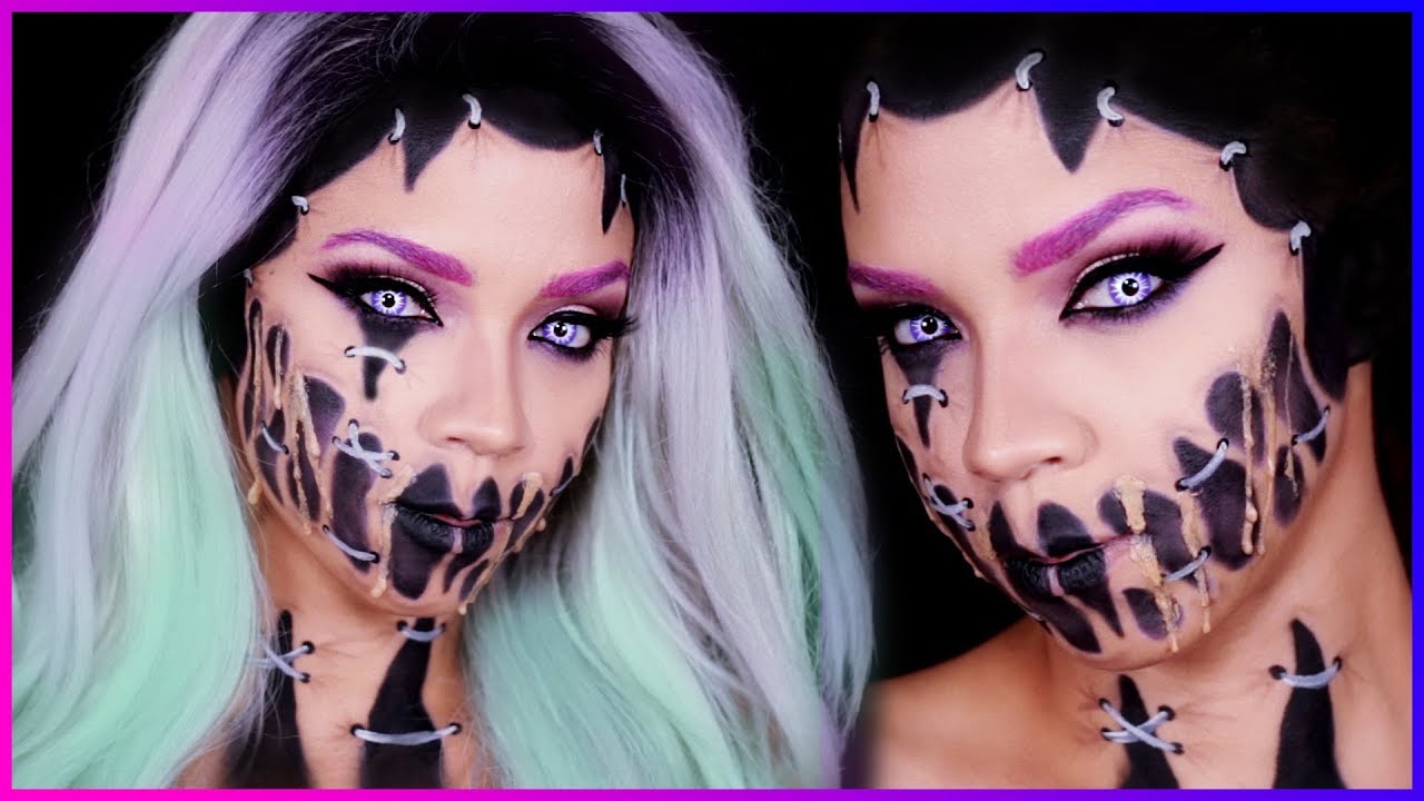 Half Skull Makeup Tutorial Reattached Face Halloween Torn Makeup