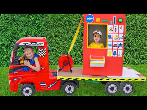 Vlad and Niki Pretend Play with Ride On Cars Toy