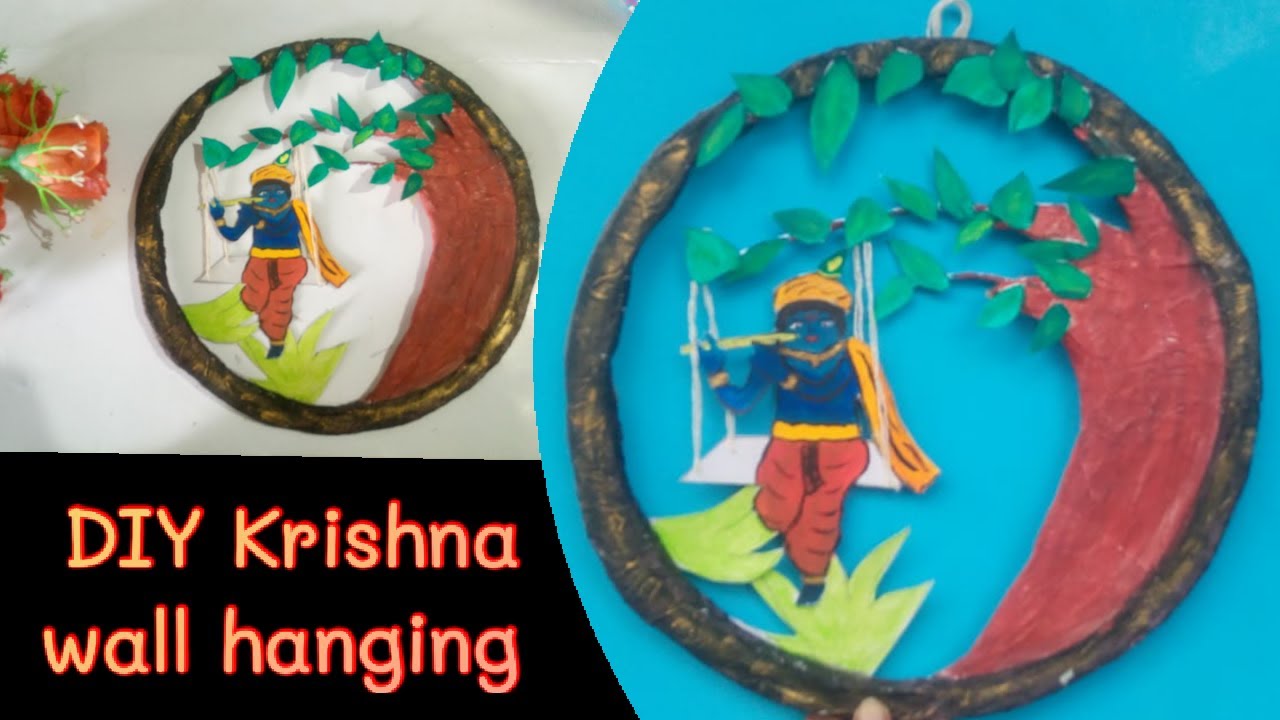 DIY Krishna wall hanging using cardboard/ krishna on Swing craft