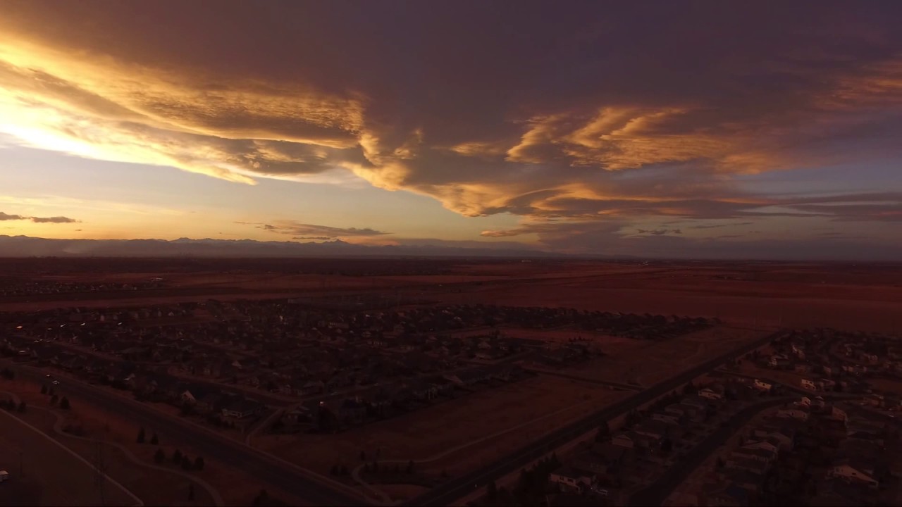 Sunset above the city drone footage