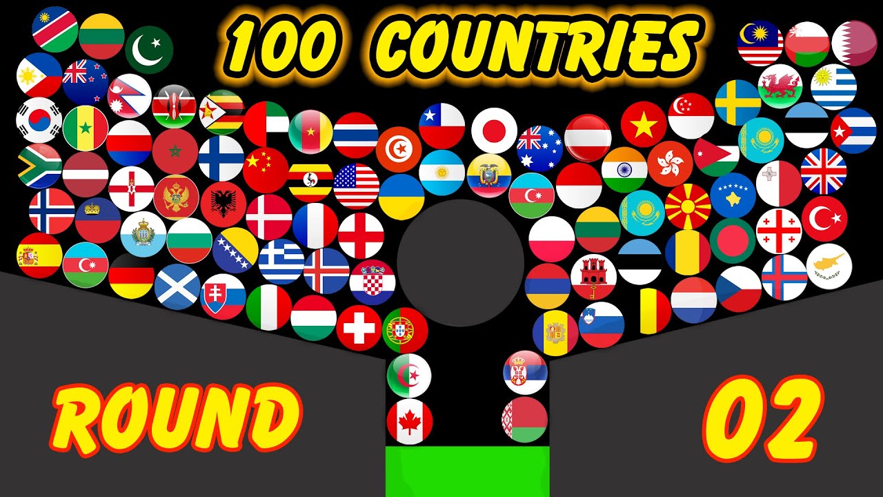 Only ONE Champion🏆 !!  100 Countries Marble Race in Algodoo - Round 2